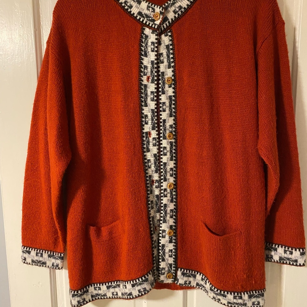 American South Side pure alpaca red cardigan